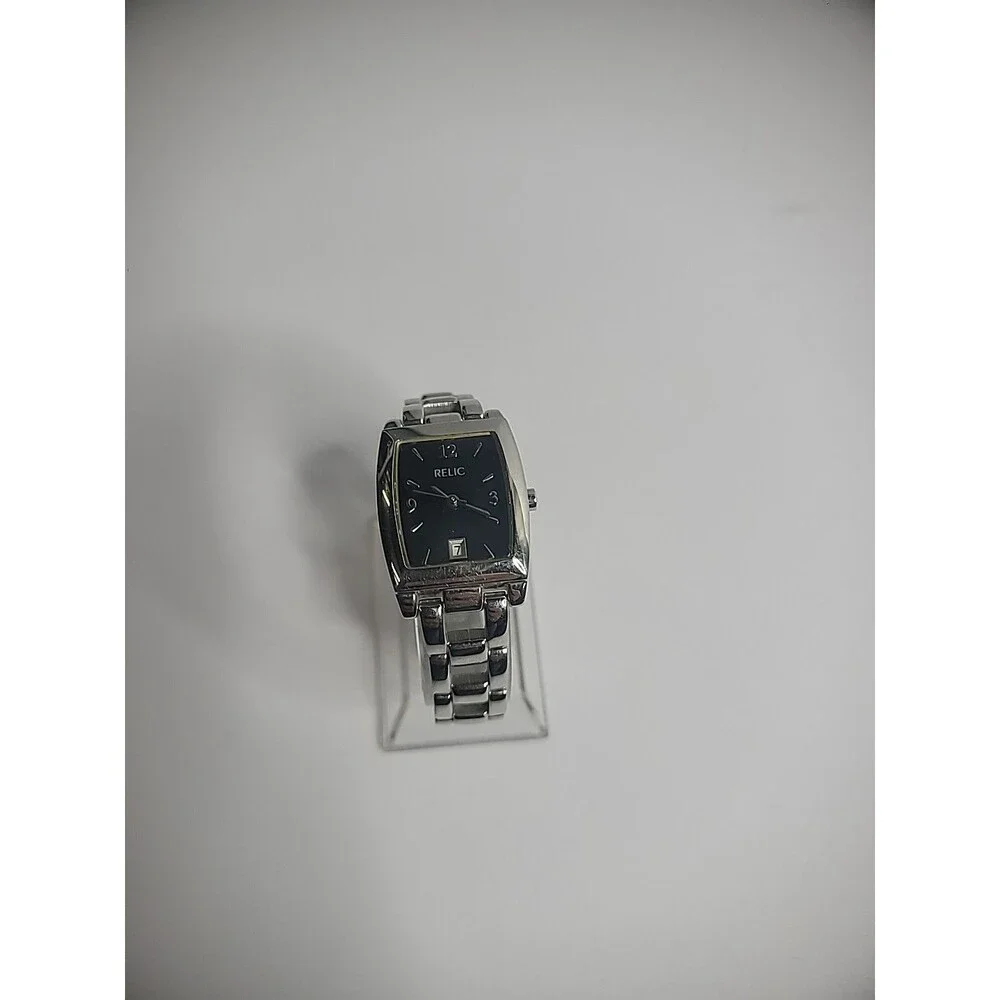 Vintage Relic Womens Wristwatch Watch Black Silver Tone‎ Date Analog